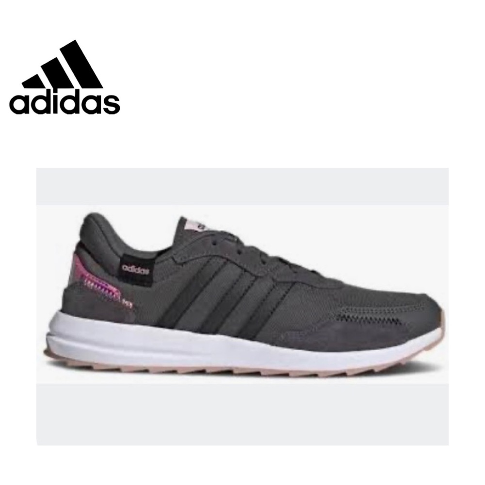 Adidas Women's Retrorun Gray and Pink Sneakers